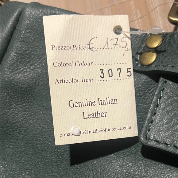 I Medici Italian Leather  Medium Green Tote with Gold Accents - Picture 9 of 11
